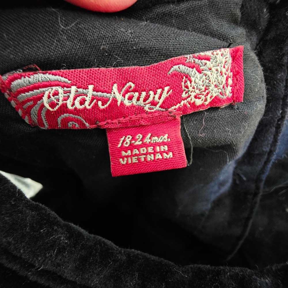 Old Navy Girls Black Velvet Floral Embroidered Dress‎ 18-24 Months Holiday Party - Picture 4 of 5